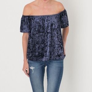 Sadie and Sage Velvet Off The Shoulder Top